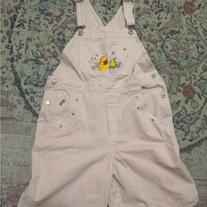 Vintage 1990s The Disney store, Pooh, bear, pink shorts, overalls